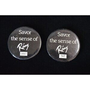 Remy Cognac Pin Button Lot 2 Savor The Sense Special Promo ID #1897 #747 3" Vtg